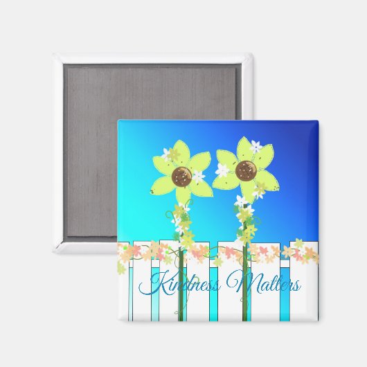 Aimant Clôture et fleurs La gentillesse compte (Recto/Verso)