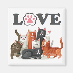 Aimant Clowder mignon de chats illustration avec LOVE
