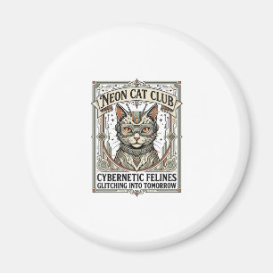 Aimant Club Chat Néon Chat Cyberpunk Vintage Art Vector S