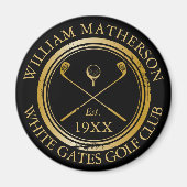 Aimant Club De Golf Personnalisé Nom Stamp Rétro Noir Et (Devant)