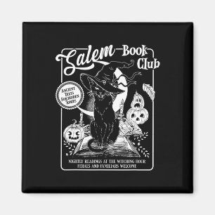 Aimant Club de livre de sorcière Rétro Halloween Chat noi