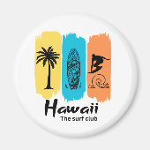 Aimant Club de surf rétro Hawaï (Devant)
