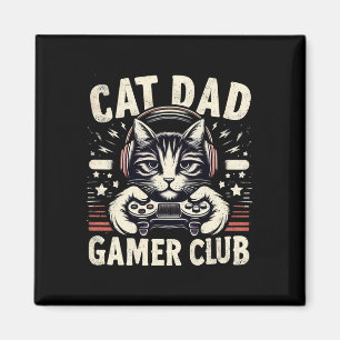 Aimant Club drôle de papa chat gamer pour lui jeu vidéo C