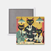 Aimant Club Martini Cat Noir Futuriste Rétro