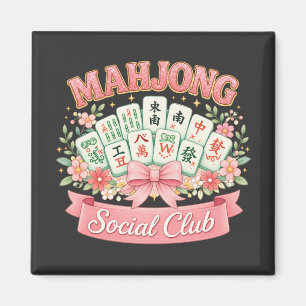 Aimant Club Social de Mahjong Ruban Floral Rose