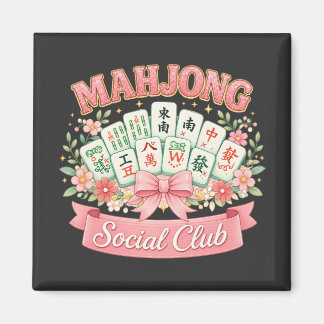 Aimant Club Social de Mahjong Ruban Floral Rose