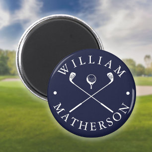 Aimant Clubs de golf personnalisés bleu marine et blanc