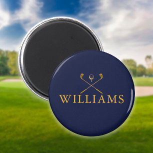 Aimant Clubs de golf personnalisés bleu marine et or avec