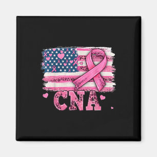 Aimant Cna Infirmer American Flag Pink Ribbon Cancer du s