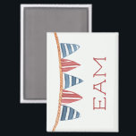 Aimant Coastal Nautical Beach Flags Monogram<br><div class="desc">This monogrammed magnet features a nautical flag banner in soft watercolor shades of red,  white and blue.  Personalize the monogram with your choice of initials.  Fun for personalized party favors and gift bags.</div>