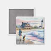 Aimant Coastal Walk to Lighthouse at Sunset (Recto/Verso)