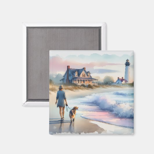 Aimant Coastal Walk to Lighthouse at Sunset (Recto/Verso)