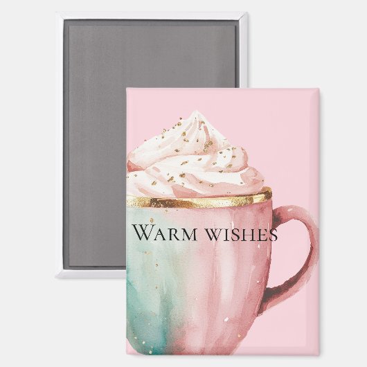 Aimant Coca de Noël Or Blush Mint rose Chaleureux Voeux (Recto/Verso)