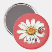 Aimant Coccinelle Chic Rouge Blanc Fleur de Daisy Amour (Recto/Verso)