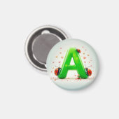 Aimant Coccinelles mignonnes sur la lettre verte de l'alp (Recto/Verso)