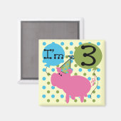 Aimant Cochon 3ème anniversaire Tshirts et cadeaux (Recto/Verso)