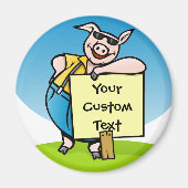 Aimant Cochon avec panneau (Devant)