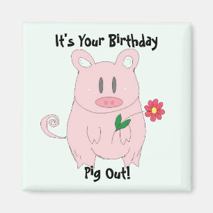 Aimant Cochon d'anniversaire
