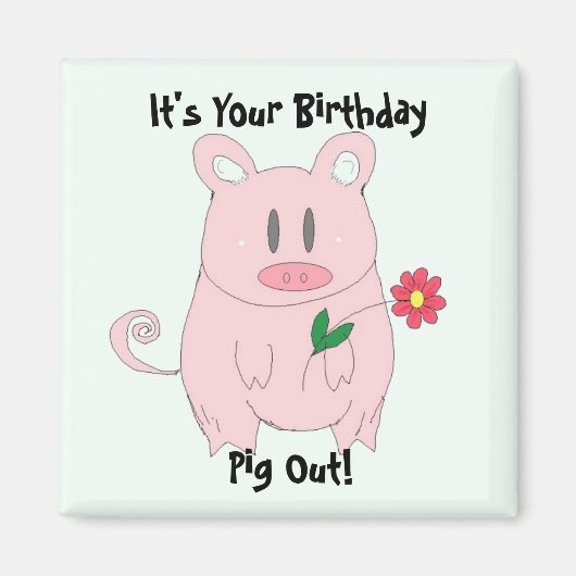 Aimant Cochon d'anniversaire (Devant)
