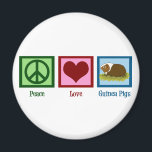 Aimant Cochon de Guinée mignon<br><div class="desc">Peace Love Guinée Pigs. Un joli signe de paix,  un coeur,  et un mignon cobaye animal de compagnie.</div>