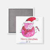 Aimant Cochon de Noël lunatique (Recto/Verso)