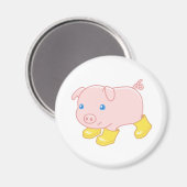 Aimant Cochon de porc mignon dans Bottes en caoutchouc ja (Recto/Verso)