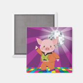 Aimant cochon disco sur la piste de danse (Recto/Verso)