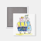 Aimant Cochon et vache blanc mignon (Recto/Verso)
