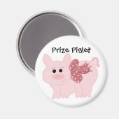 Aimant Cochon mignon avec ruban rose (Recto/Verso)