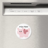 Aimant Cochon mignon avec un ruban rose (In Situ (Lave-vaisselle))
