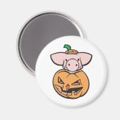 Aimant cochon mignon en citrouille jack-o-lanterne (Recto/Verso)