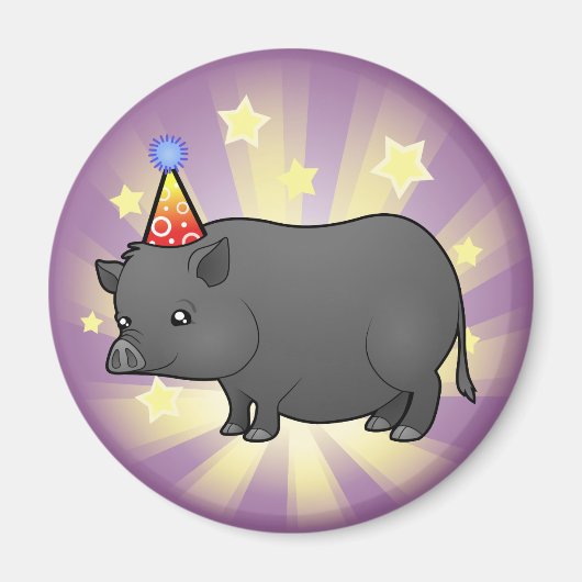 Aimant Cochon miniature d'anniversaire (Devant)