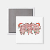 Aimant Cochon Noël Animaux de Noël Cochons (Recto/Verso)