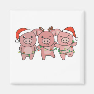 Aimant Cochon Noël Animaux de Noël Cochons
