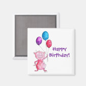 Aimant Cochon rose géant avec ballons (Recto/Verso)