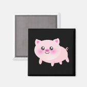 Aimant Cochon rose mignon sur noir (Recto/Verso)