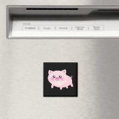 Aimant Cochon rose mignon sur noir (In Situ (Lave-vaisselle))