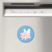 Aimant Cochon volant - Piglet avec ailes en bleu (In Situ (Lave-vaisselle))