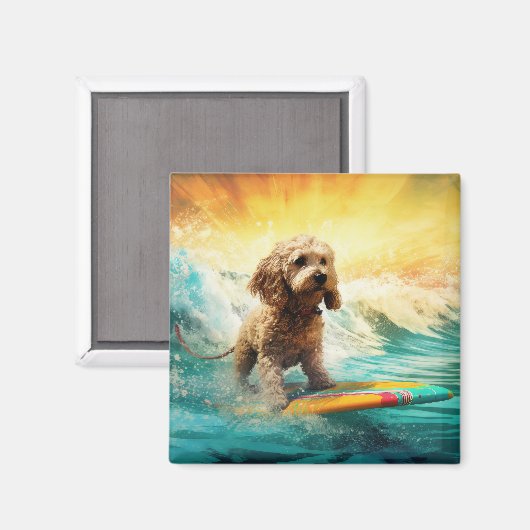 Aimant Cockapoo Beach Surf Paining (Recto/Verso)