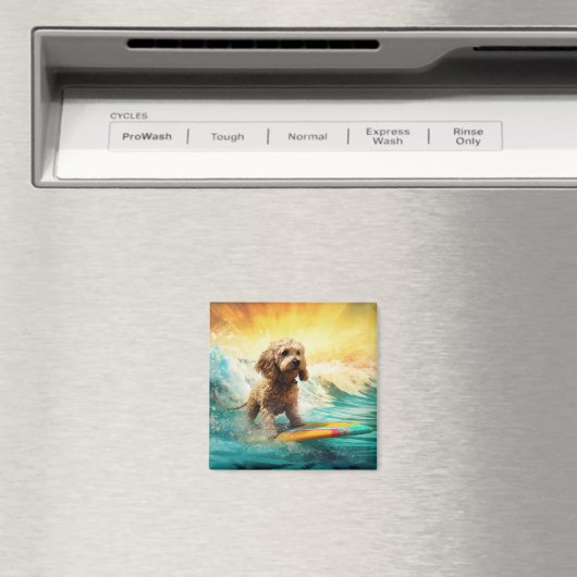 Aimant Cockapoo Beach Surf Paining (In Situ (Lave-vaisselle))