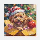 Aimant Cockapoo Chien Cadeau de Noël Boîte Surprise (Devant)