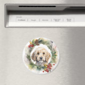 Aimant Cockapoo Christmas Wreath Festive Pup (In Situ (Lave-vaisselle))