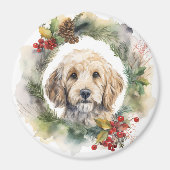 Aimant Cockapoo Christmas Wreath Festive Pup (Devant)