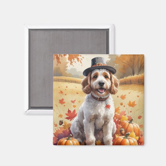 Aimant Cockapoo Dans Les Feuilles D'automne Art De Thanks (Recto/Verso)