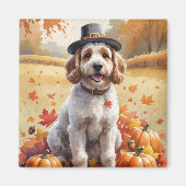 Aimant Cockapoo Dans Les Feuilles D'automne Art De Thanks (Devant)