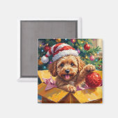Aimant Cockapoo Dog Christmas Gift Box Surprise (Recto/Verso)