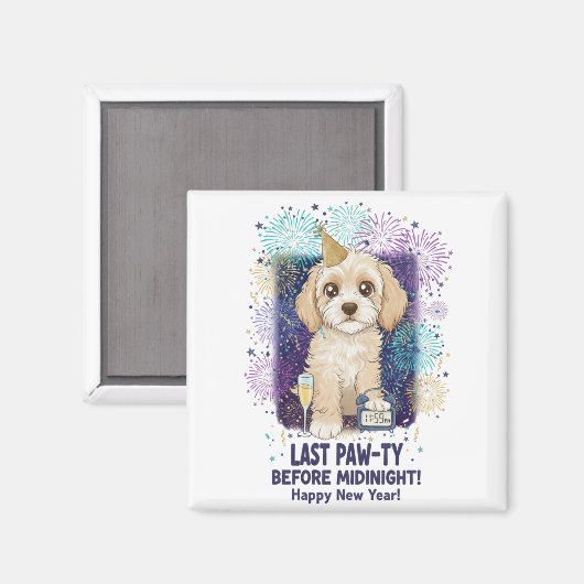 Aimant Cockapoo Last Paw-ty 2026! Happy New Year (Recto/Verso)