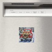 Aimant Cockapoo Noël Camion Rouge Fêtes (In Situ (Lave-vaisselle))