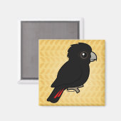 Aimant Cockatoo noir à queue rouge (Recto/Verso)