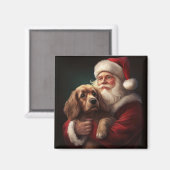 Aimant Cocker Spaniel avec le Père Noël Fête de Noël (Recto/Verso)